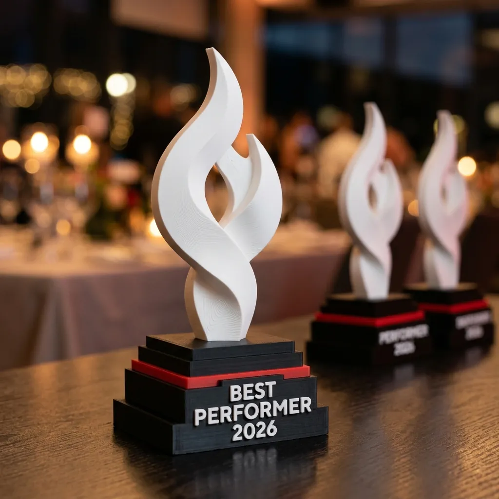 Concept render of a 3D-printed corporate crests & awards