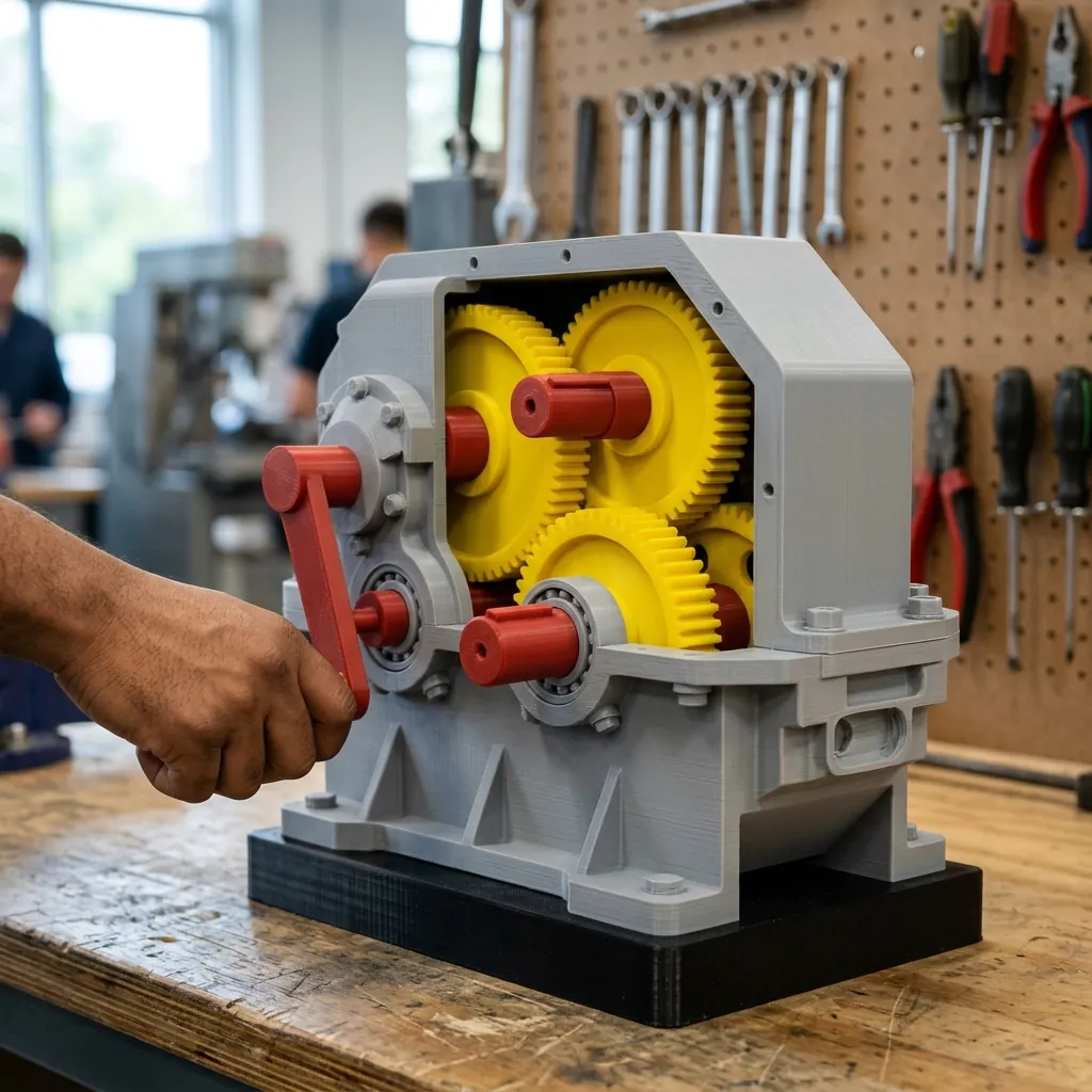 Concept render of a 3D-printed gearbox cut-away