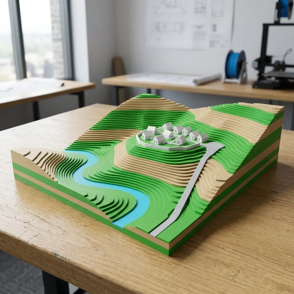 Concept render of a 3D-printed hill terrain